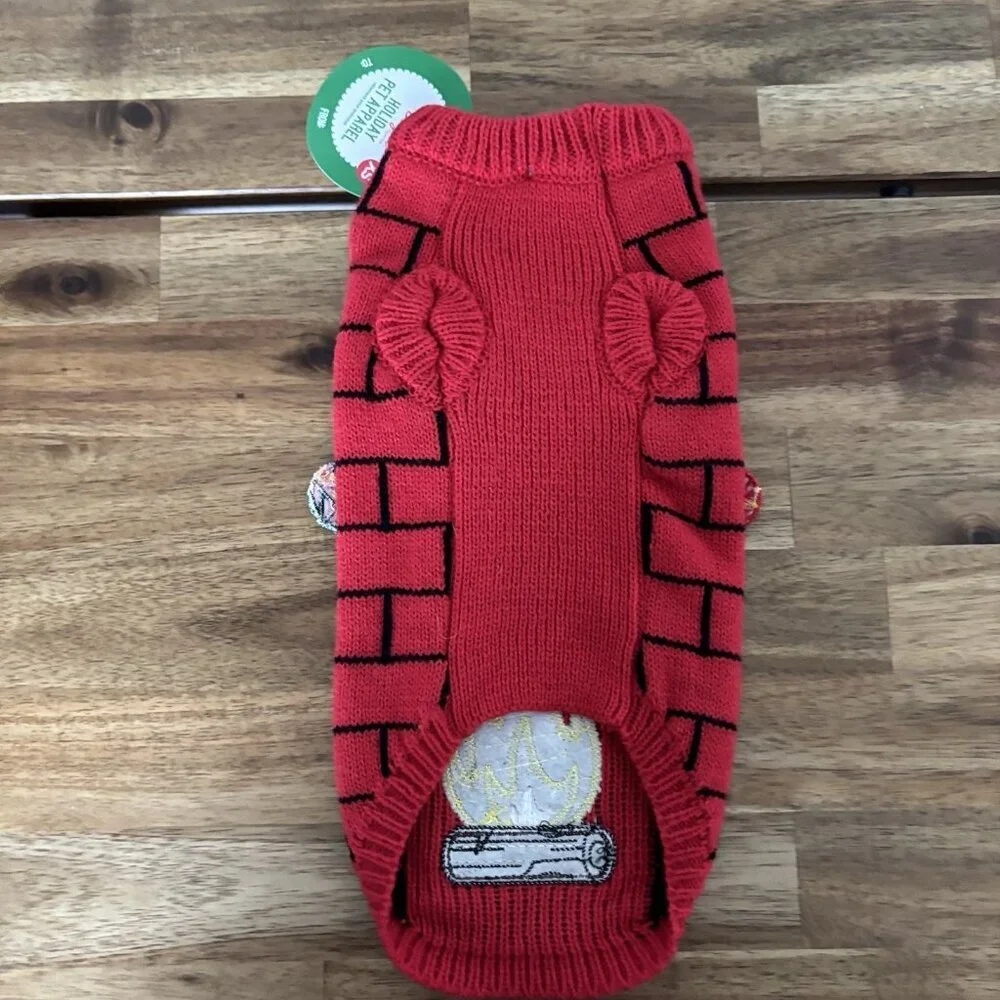 Merry &‎ Bright Holiday Dog “Ugly Sweater” Fireplace Xmas Pet Apparel XS NWT